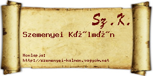 Szemenyei Kálmán névjegykártya